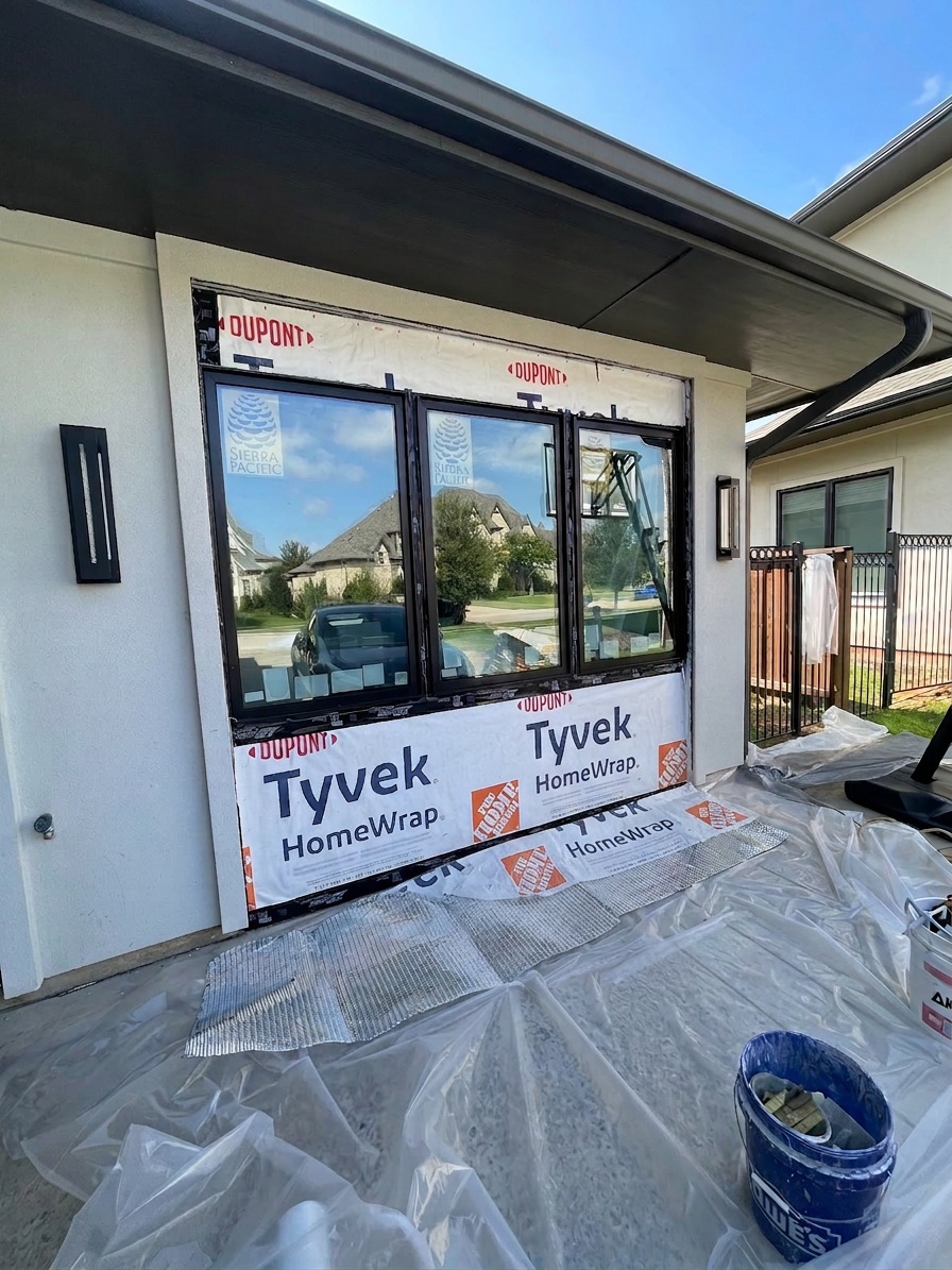 Weather Barrier & Window Prep — stucco crack repair