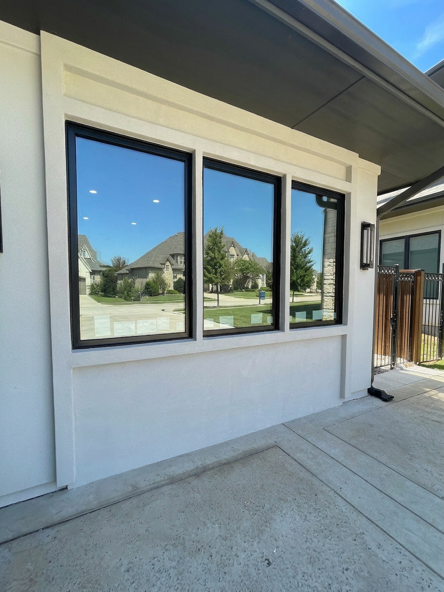 Finished & Color-Matched — stucco crack repair